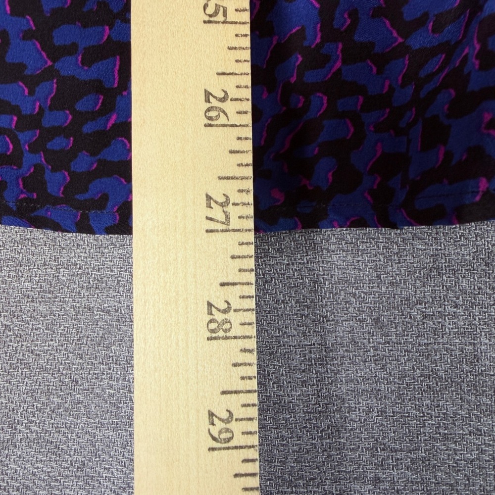 Rungolee Silk Brooklyn Blue Pink Animal Leopard Print Smocked Neck Tie Blouse M - Picture 11 of 11